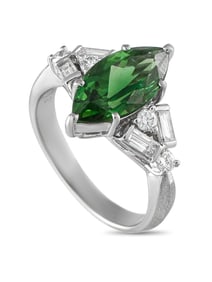 Platinum 0.62ct Diamond and Tourmaline Ring