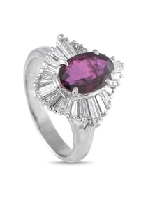 Platinum 1.26ct Diamond and Purple Sapphire Ring