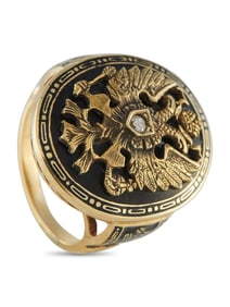Antique 14K Gold Enamel Russian Ring