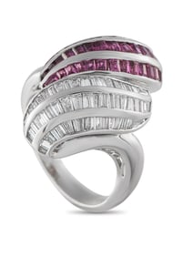 Platinum 0.96ct Diamond and Ruby Ring
