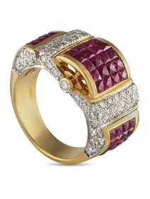 18K Gold 1.40ct Diamond and Ruby Ring