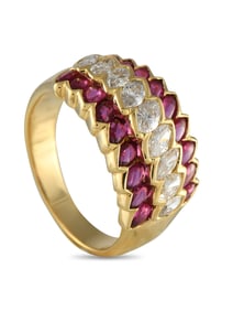 18K Gold 0.87ct Diamond and Ruby Ring