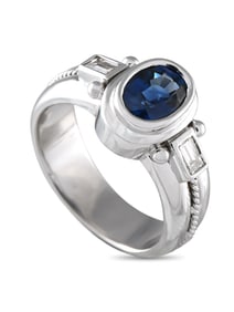 18K Gold 0.32ct Diamond and Sapphire Ring