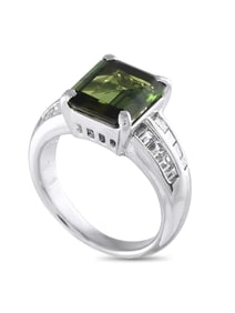 Platinum 0.69ct Diamond and Tourmaline Ring