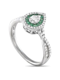 14K Gold 0.40ct Diamond and Emerald Ring