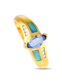 14K Gold 0.09ct Diamond and Tanzanite Ring