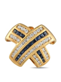 18K Gold 0.76ct Diamond and Sapphire Pendant