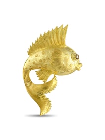 18K Gold Fish Brooch