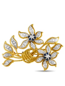 18K Gold 1.10ct Diamond Floral Brooch