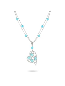 18K Gold 1.05ct Diamond and Turquoise Heart Necklace