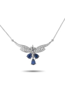 Platinum 0.40ct Diamond and Sapphire Art Deco Necklace