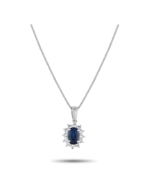 Platinum 0.33ct Diamond and Sapphire Box Chain Necklace
