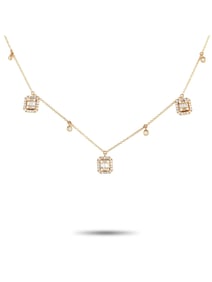 14K Gold 0.58ct Diamond Cushion Cluster Necklace