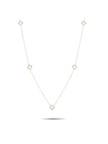 14K Gold 1.0ct Diamond Quatrefoil Station Necklace