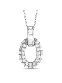 14K Gold 0.63ct Diamond Oval Necklace