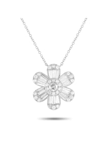 14K Gold 1.20ct Diamond Flower Necklace