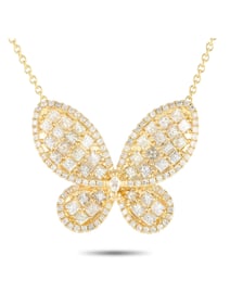 14K Gold 3.73ct Diamond Butterfly Necklace