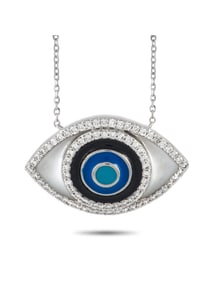 14K Gold 0.40 ct Diamond Evil Eye Pendant Necklace