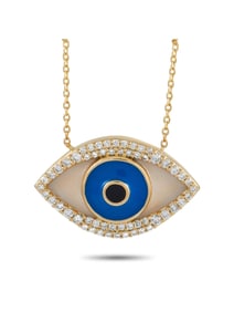 14K Gold 0.38 ct Diamond Evil Eye Necklace