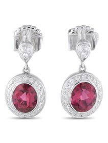 18K Gold 0.75ct Diamond and Tourmaline Earrings