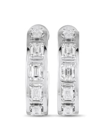 18K Gold 2.55ct Diamond Emerald-Cut C-Hoop Earrings
