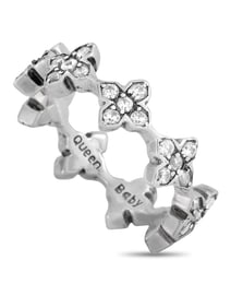 King Baby Silver and White Cubic Zirconia MB Cross Ring