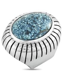 King Baby Silver and Spotted Turquoise Ring