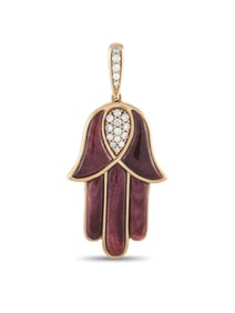 Kabana 14K Gold 0.33 ct Diamond and Spiny Hamsa Pendant