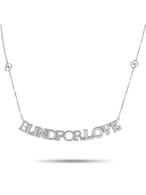 Gucci Blind for Love 18K Gold 0.45ct Diamond Script Necklace