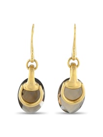 Gucci 18K Gold Smokey Quartz Earrings