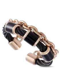 CHARRIOL ST. TROPEZ ST. STEEL PINK BLACK PVD ENAMEL RING