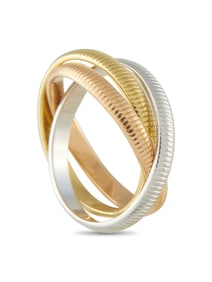 Cartier Vintage Trinity 18K Rose, Yellow and Gold Ribbed Ring