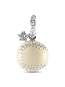 Aaron Basha 18K Gold Diamond and Enamel Softball Charm