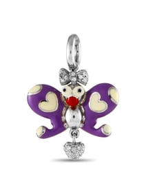 AARON BASHA 18K GOLD DIAMOND AND PURPLE ENAMEL CHARM