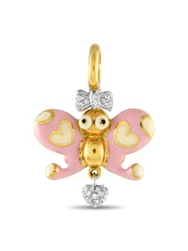 Aaron Basha 18K Gold Diamond and Enamel Butterfly Charm