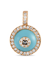 Aaron Basha 18K Gold Diamond and Crystal Round Charm
