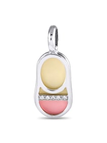 Aaron Basha 18K Gold Diamond and Enamel Baby Shoe Charm