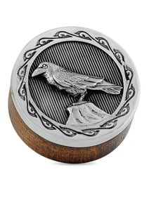 King Baby Sterling Silver Bamboo Wood Raven Stash Box