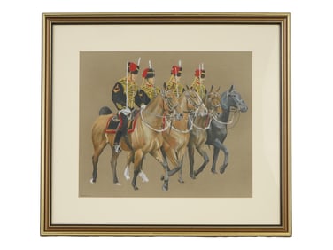 SIGNED CHAPMAN ENGLISH HORSE GUARDS PASTEL PAINTING