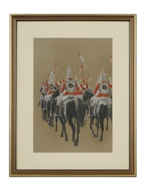 SIGNED CHAPMAN ENGLISH HORSE GUARDS PASTEL PAINTING