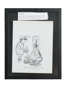 ORIGINAL CARTOON CHARCOAL PAINTING BY ROBERT KRAUS