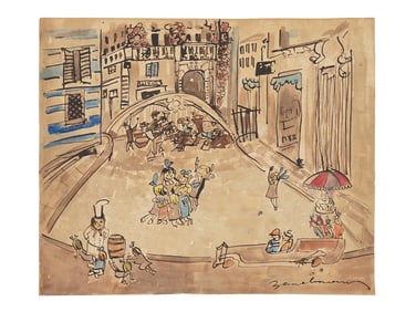 AMERICAN MIX MEDIA PAINTING AFTER LUDVIG BEMELMANS