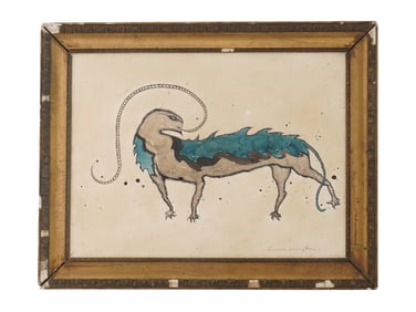AFTER LEONORA CARRINGTON INK AND WATERCOLOR PAINTING