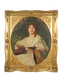 ATTR TO TOM VON DREGER AUSTRIAN PORTRAIT OIL PAINTING