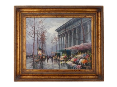 RUSSIAN PARIS STREET OIL PAINTING BY VLADIMIR LAZAREV