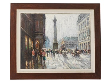 RUSSIAN PARIS STREET OIL PAINTING BY VLADIMIR LAZAREV