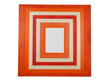 LARGE MODERNIST ABSTRACT OP ART SQUARE OIL PAINTING