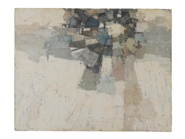 NULL VINTAGE MID CENT AMERICAN OIL ABSTRACT PAINTING