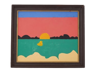 ETEL ADNAN ARAB AMERICAN LANDSCAPE OIL PAINTING
