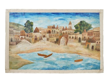 MID CENTURY INDIAN PAINTING SIGNED RAM KUMAR